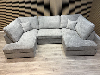 CARNABY Premium Fabric U Shaped Corner Chaise Sofa + Footstool - RRP £1,999