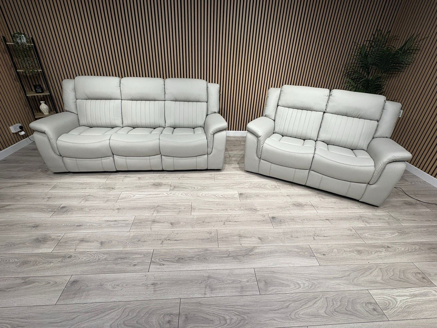 DOMINO 3 Seater + 2 Seater Leather Sofa Set, Power Recliners - RRP £2,995