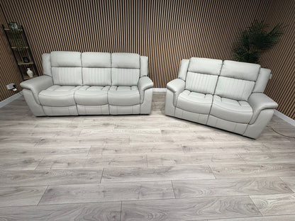 DOMINO 3 Seater + 2 Seater Leather Sofa Set, Power Recliners - RRP £2,995