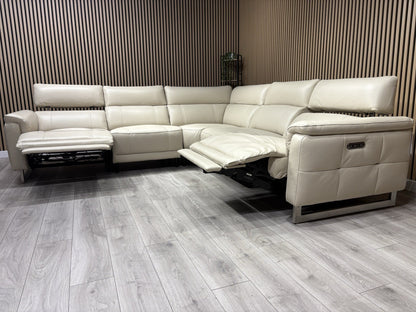 Furniture Village MOET Leather 2 Corner 2 Power Recliner Sofa + Stool RRP £5,390