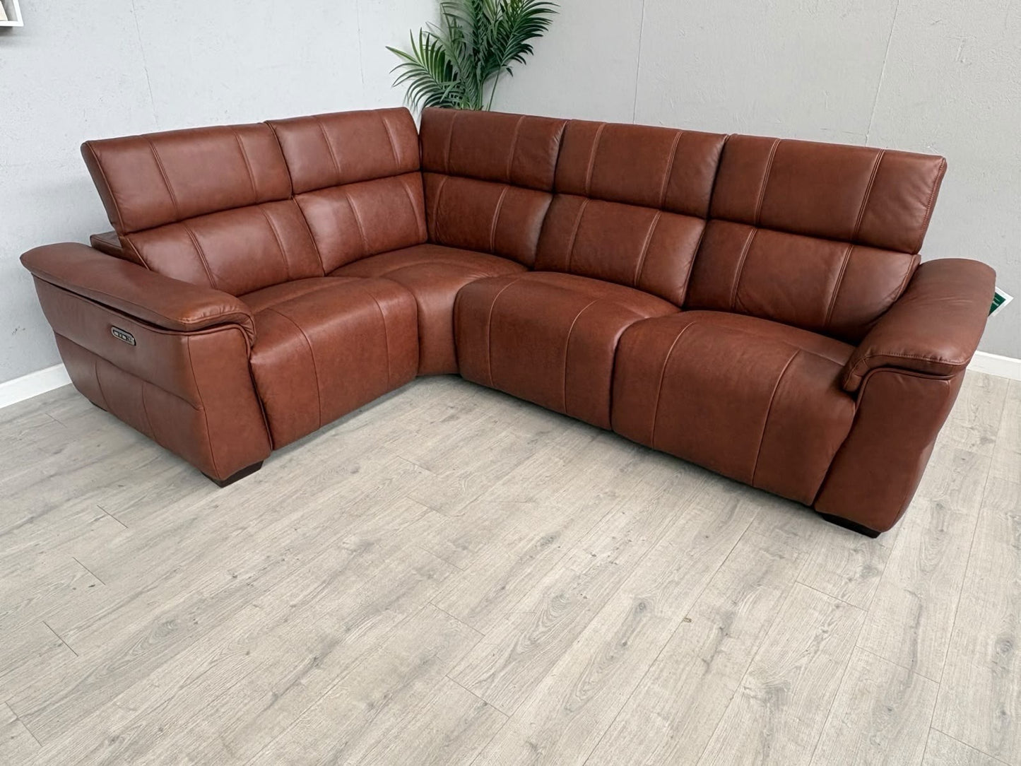 F.V Inca Leather Power Recliner Corner Sofa + Power Headrests - RRP £4095