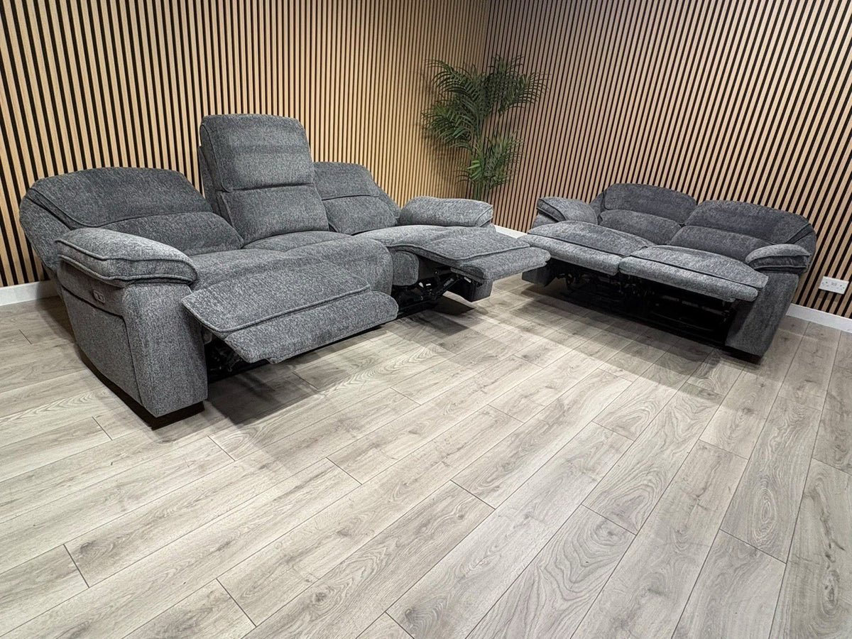 ORLANDO Fabric 3 Seater + 2 Seater Power Recliner Sofa Set - RRP £3398