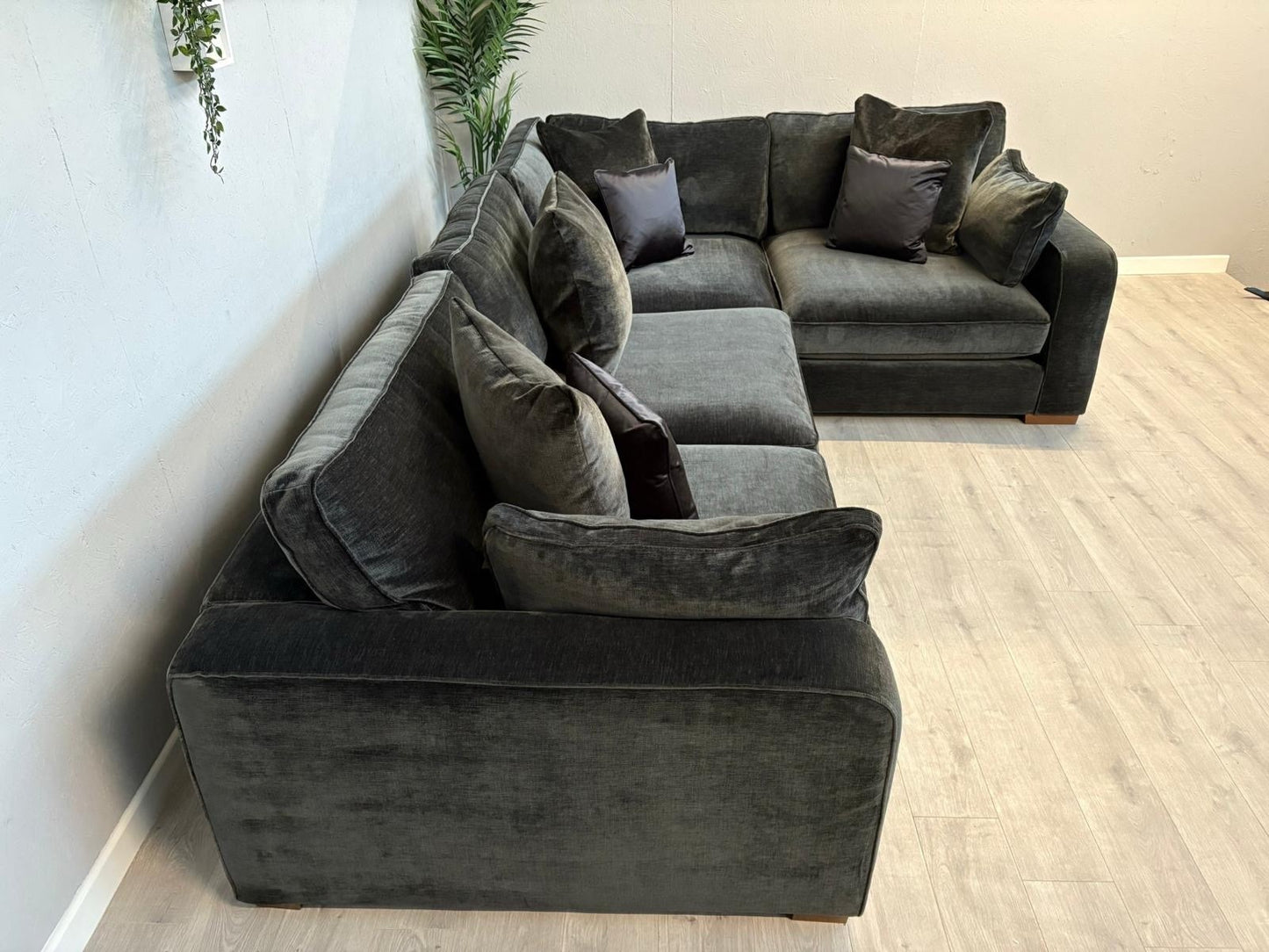 Sofology CAVALLI Fabric 3 Corner 1.5 Sofa + Footstool, Slate  - RRP £5,798
