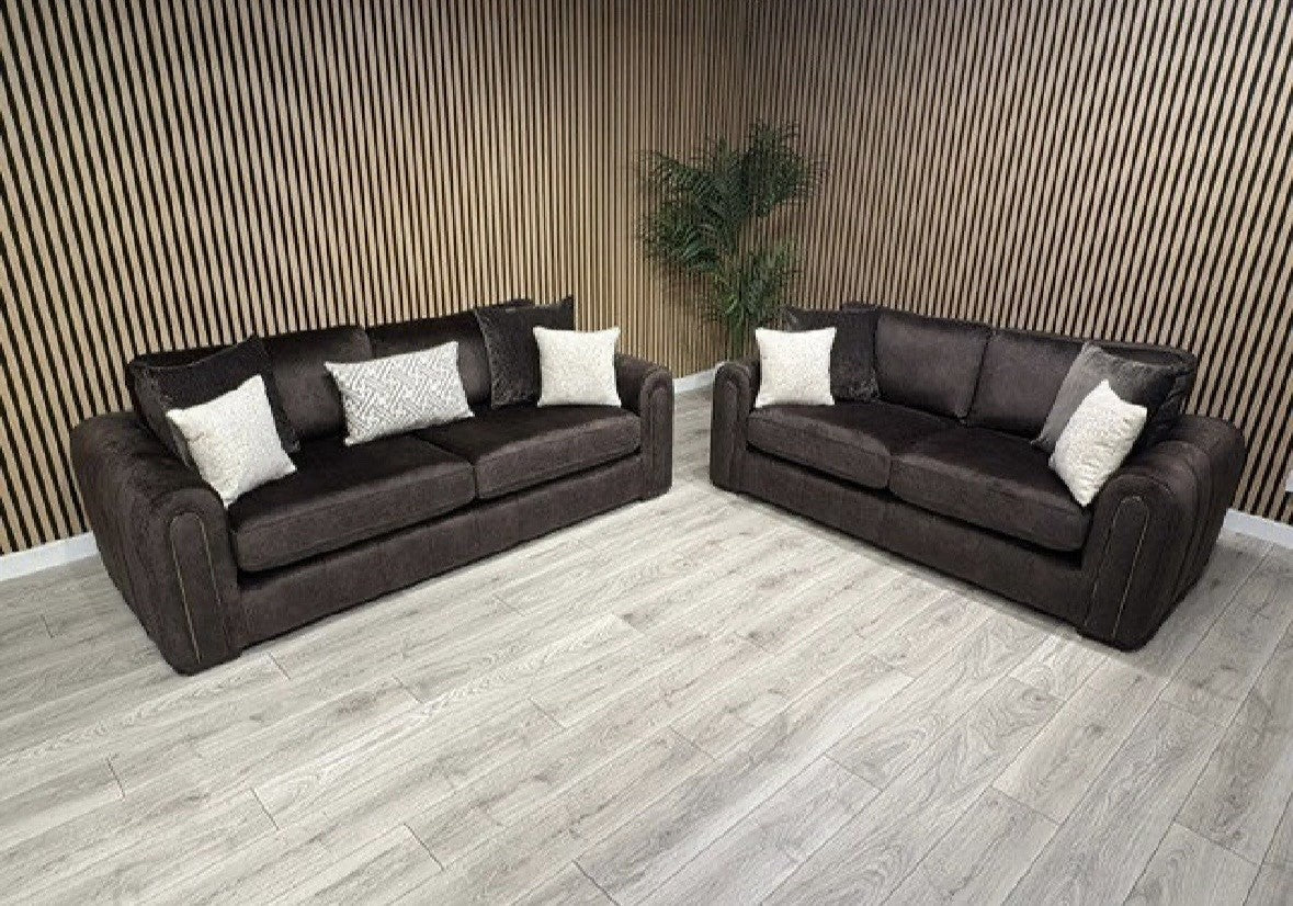 DEVINE Glamour Fabric 3 Seater + 2 Seater Sofa Set,  Bournville - RRP £2,698