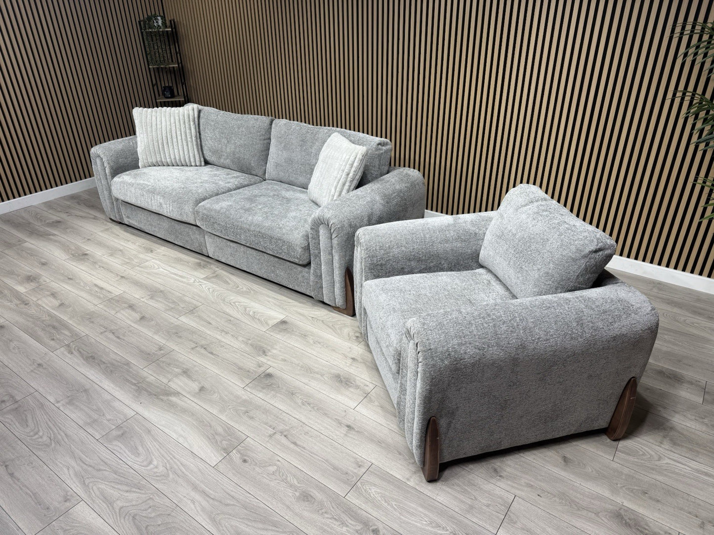 Charlie 4 Seater + Armchair Fabric Sofa Set, Grey - RRP £3098