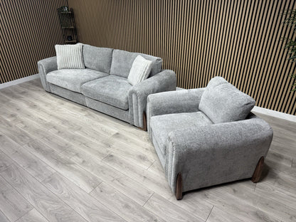 Charlie 4 Seater + Armchair Fabric Sofa Set, Grey - RRP £3098