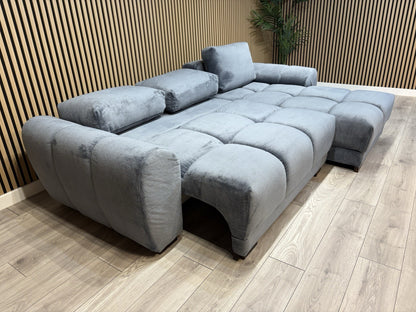 AZZURO Premium Fabric RHF Corner Chaise Sofa Bed with Storage, Grey - RRP £1,799