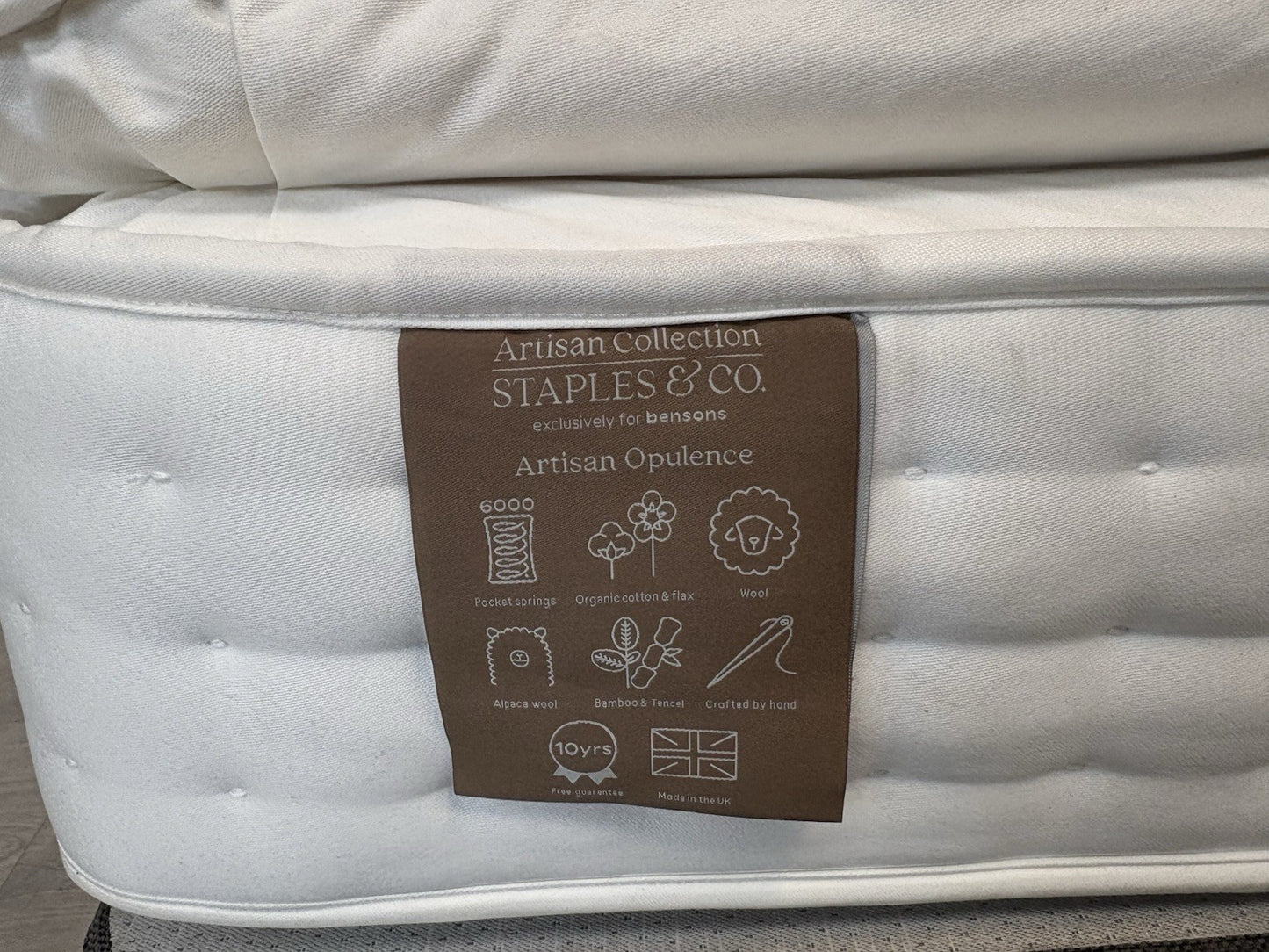 Staples and Co Artisan OPULENCE Extra Length Mattress, 5ft Kingsize, Medium