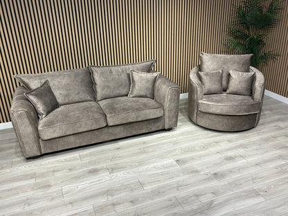 DFS - CHERISHED Style 3 Seater Sofa + Swivel Armchair, Formal Back - RRP £2,248