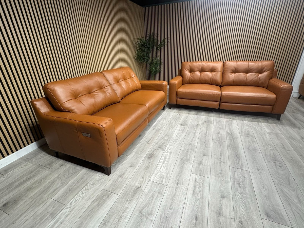 ScS Poltronesofa RUFFIO Leather 2 x 3 Seater Power Recliner Sofa Set - RRP £4498