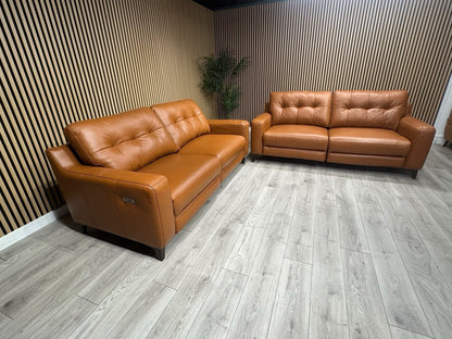 ScS Poltronesofa RUFFIO Leather 2 x 3 Seater Power Recliner Sofa Set - RRP £4498