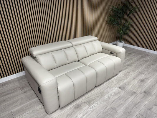 DALLAS Leather 3 Seater Double Power Chaise Sofa, Bluetooth Speakers - RRP £1999