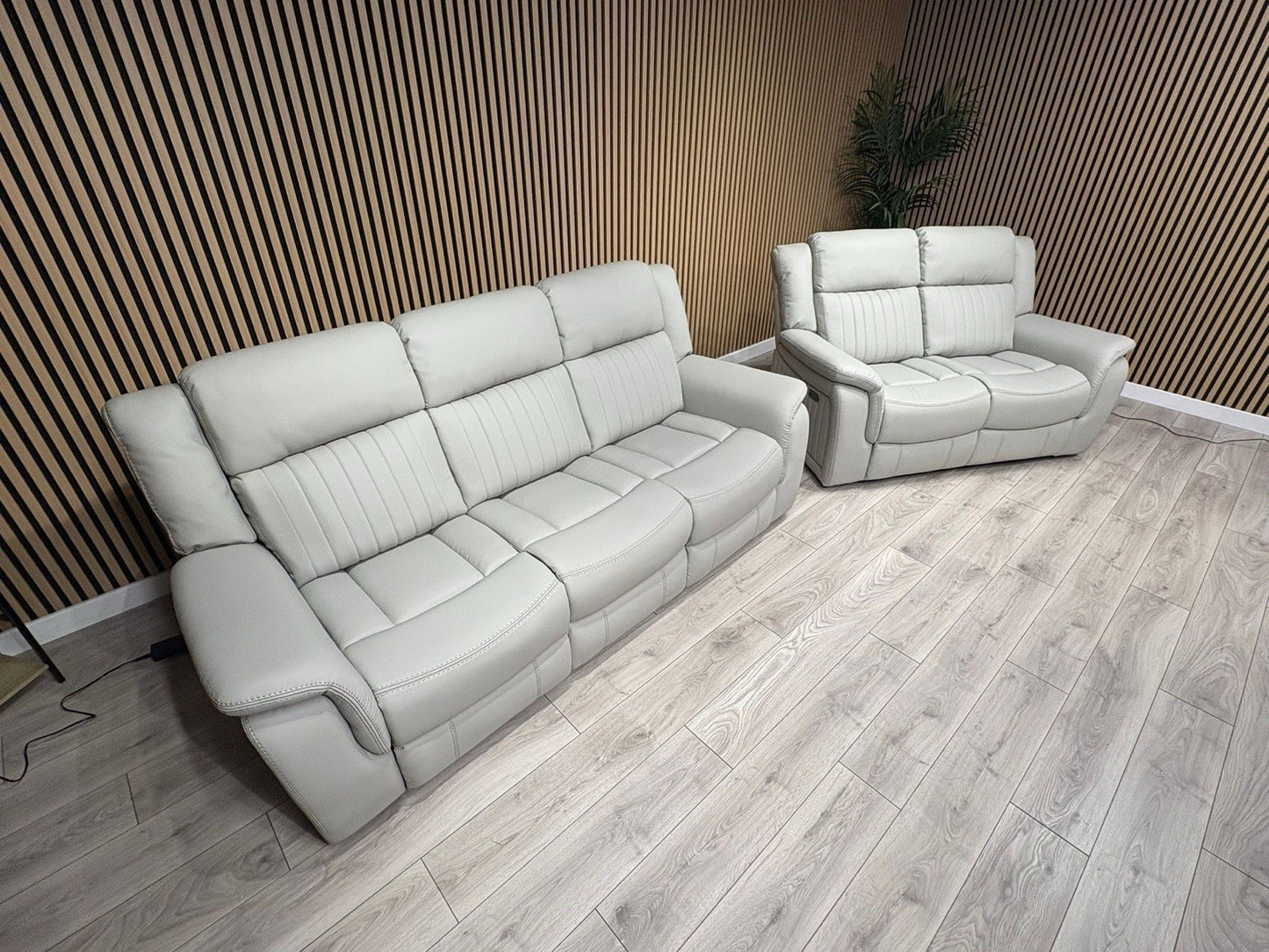 DOMINO 3 Seater + 2 Seater Leather Sofa Set, Power Recliners - RRP £2,995