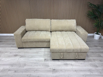 MONACO Premium Fabric RHF or LHF Chaise Sofa Bed with Storage - RRP £1549