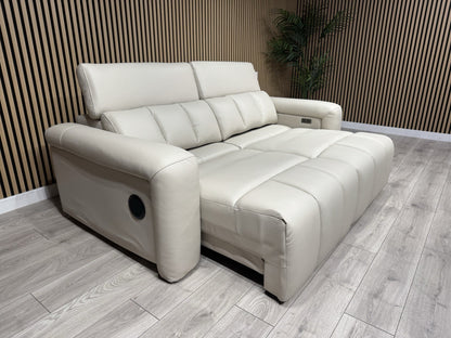 DALLAS Leather 3 Seater Double Power Chaise Sofa, Bluetooth Speakers - RRP £1999