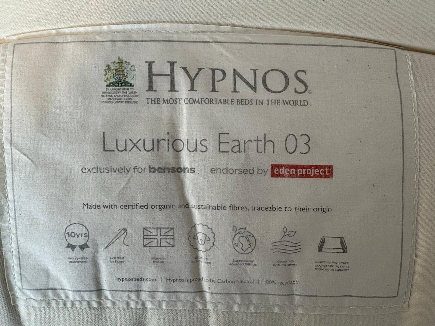 Hypnos Luxurious Earth 03 6ft Superking Mattress Zip and Link - RRP £3,899