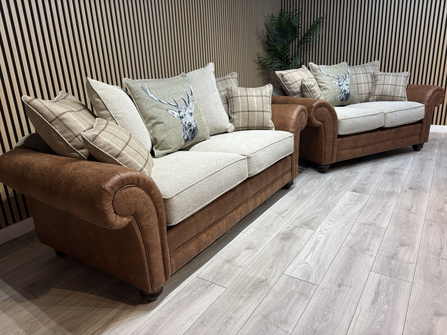 DARWIN Fabric Scatter Back 3 Seater + 2 Seater Sofa Set - RRP £2,598