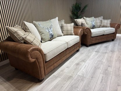 DARWIN Fabric Scatter Back 3 Seater + 2 Seater Sofa Set - RRP £2,598