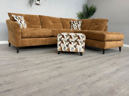 Sofology HALSTON Style Fabric RHF Chaise Corner Sofa + Foostool - RRP £2,898