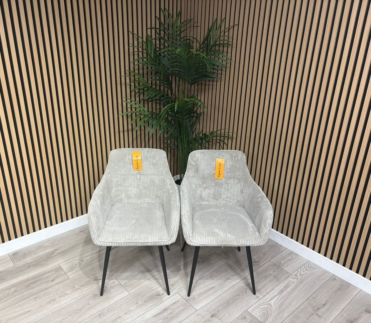 NEXT Sample - Light Grey Corduroy Dining Chairs