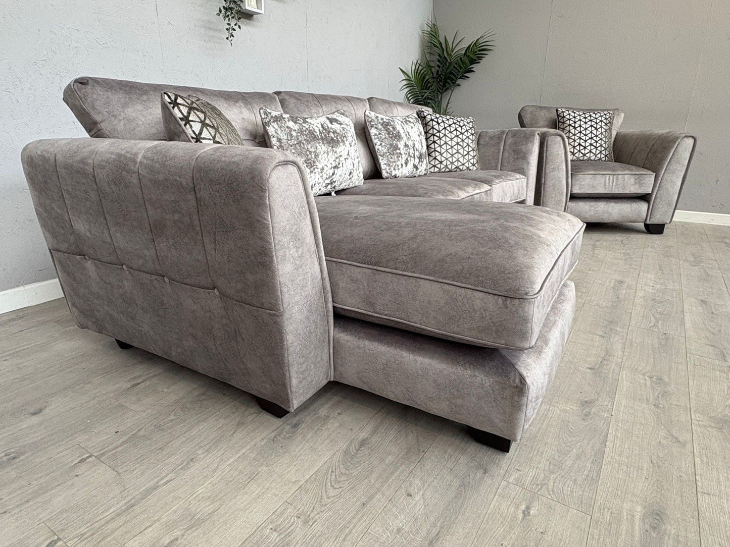 Furniture Village MARIAH Fabric LHF Chaise Corner Sofa + Armchair - RRP £4,140