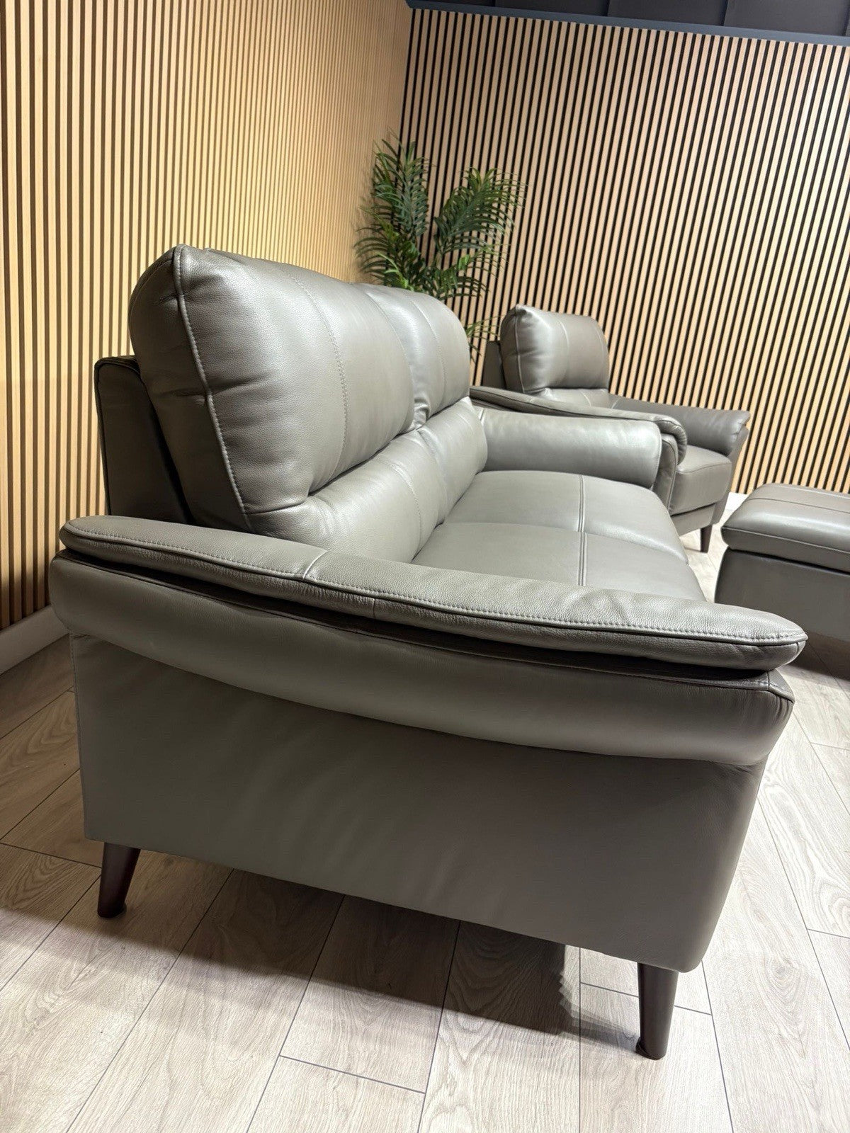 Furniture Village WINNER Leather 3 Seater Sofa, Armchair + Footstool - RRP £2335