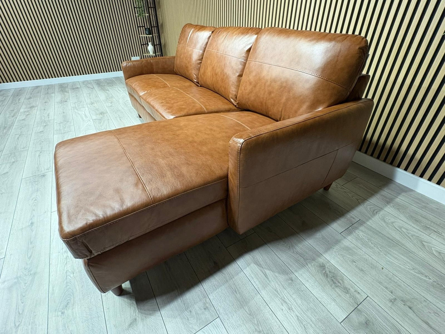 John Lewis BAILEY Style RHF Leather 3 Seater Chaise End Sofa, Tan - RRP £3,449