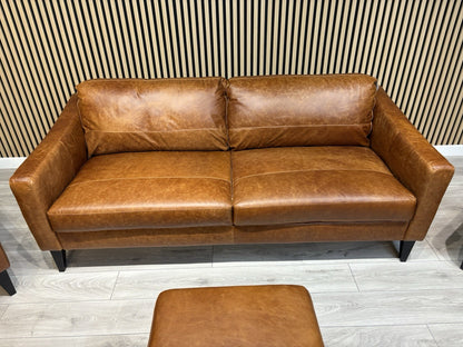 John Lewis BAILEY Style Leather 3 + 2 Seater Sofas, Armchair + Stool - RRP £4648