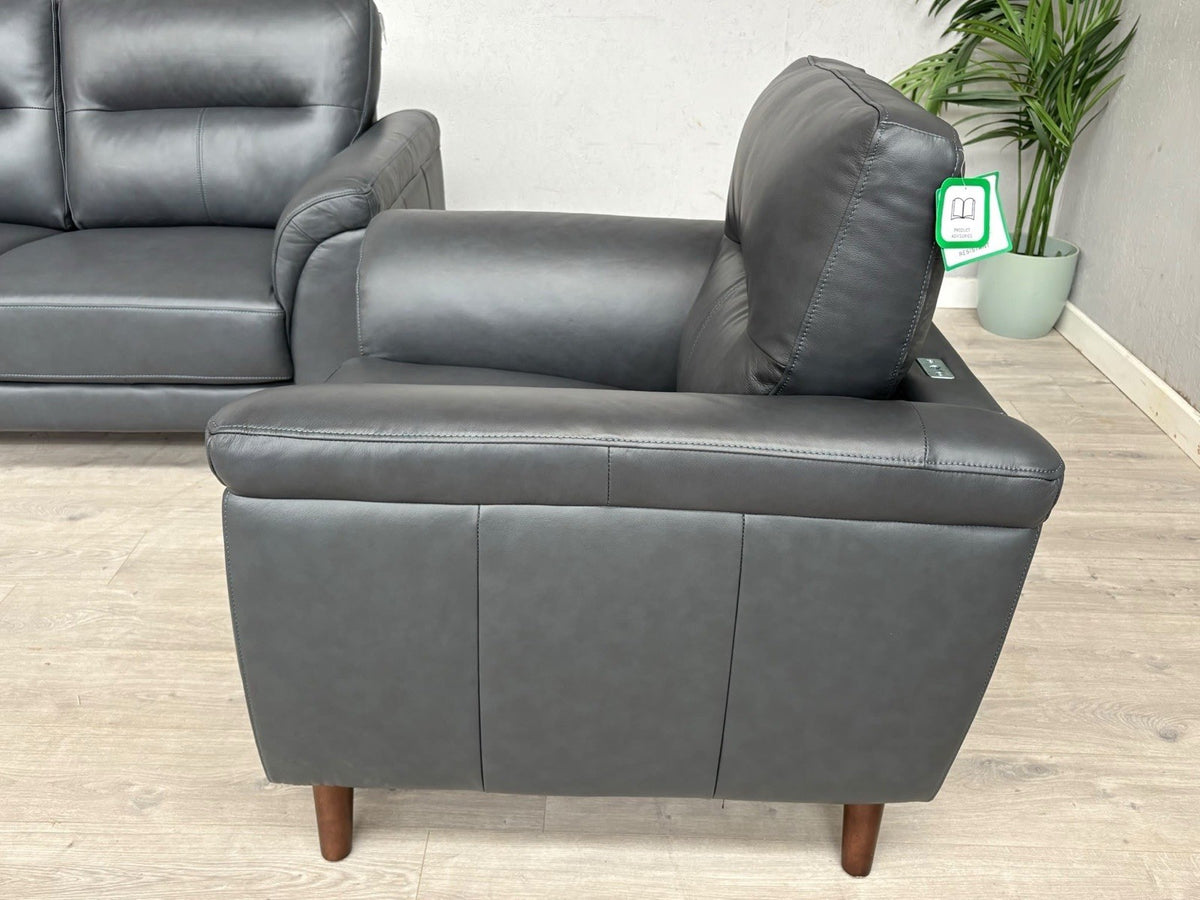 DFS Coben Leather 2 Seater Sofa + Armchair Set - RRP £1428 (Read Description)