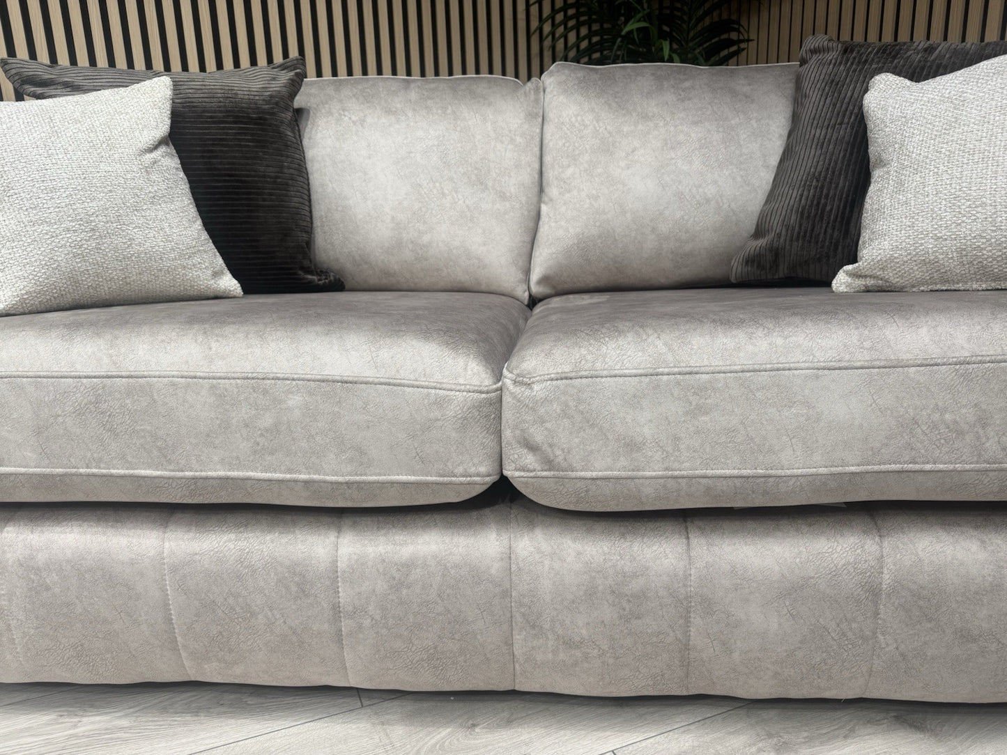 DEVINE Glamour Fabric 3 Seater + 2 Seater Sofa Set, Stone - RRP £2,598