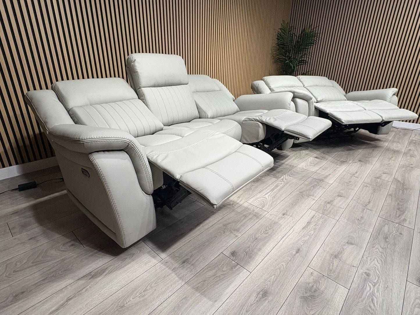 DOMINO 3 Seater + 2 Seater Leather Sofa Set, Power Recliners - RRP £2,995