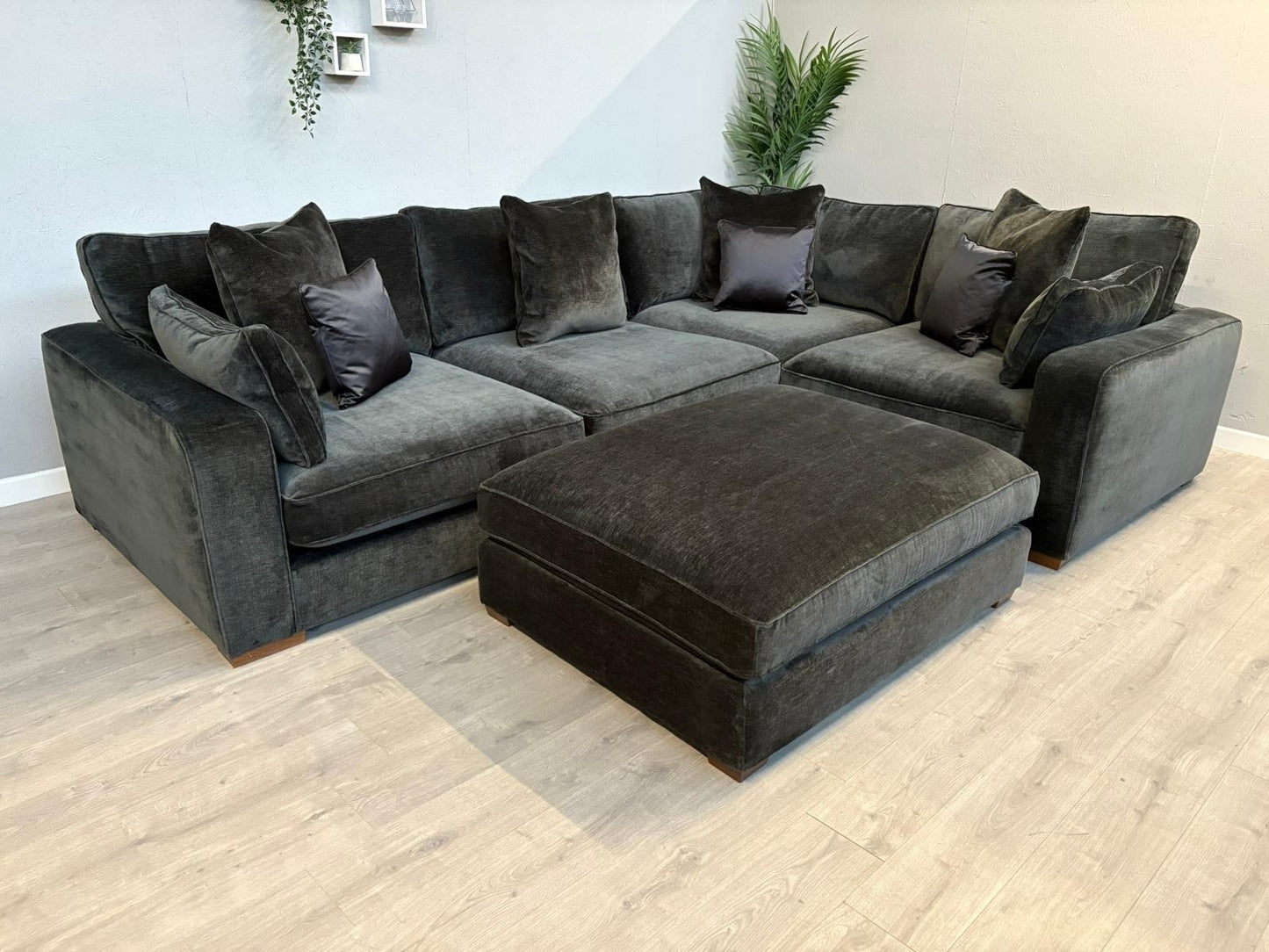 Sofology CAVALLI Fabric 3 Corner 1.5 Sofa + Footstool, Slate  - RRP £5,798