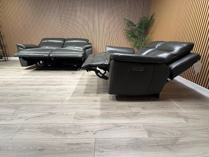 NAVONA 3 Seater + 2 Seater Leather Sofa Set, Power Recliners - RRP £3,498