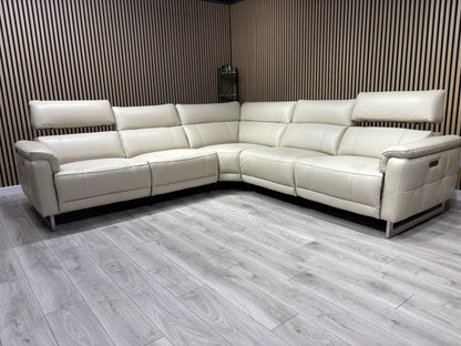 Furniture Village MOET Leather 2 Corner 2 Power Recliner Sofa + Stool RRP £5,390