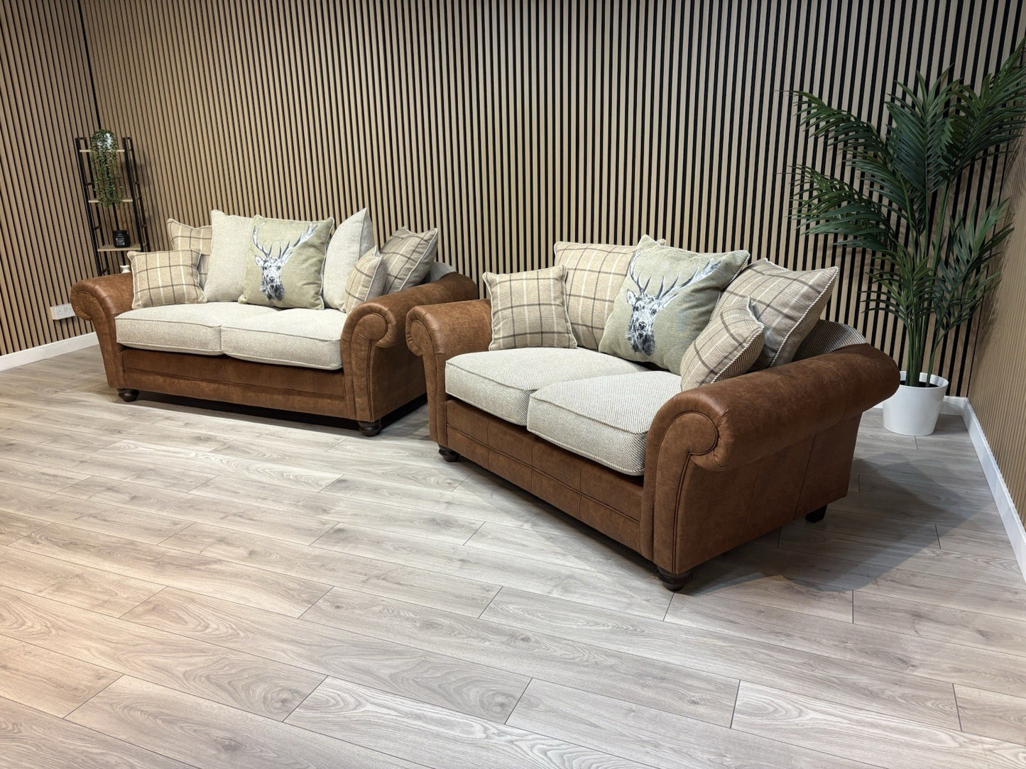 DARWIN Fabric Scatter Back 3 Seater + 2 Seater Sofa Set - RRP £2,598