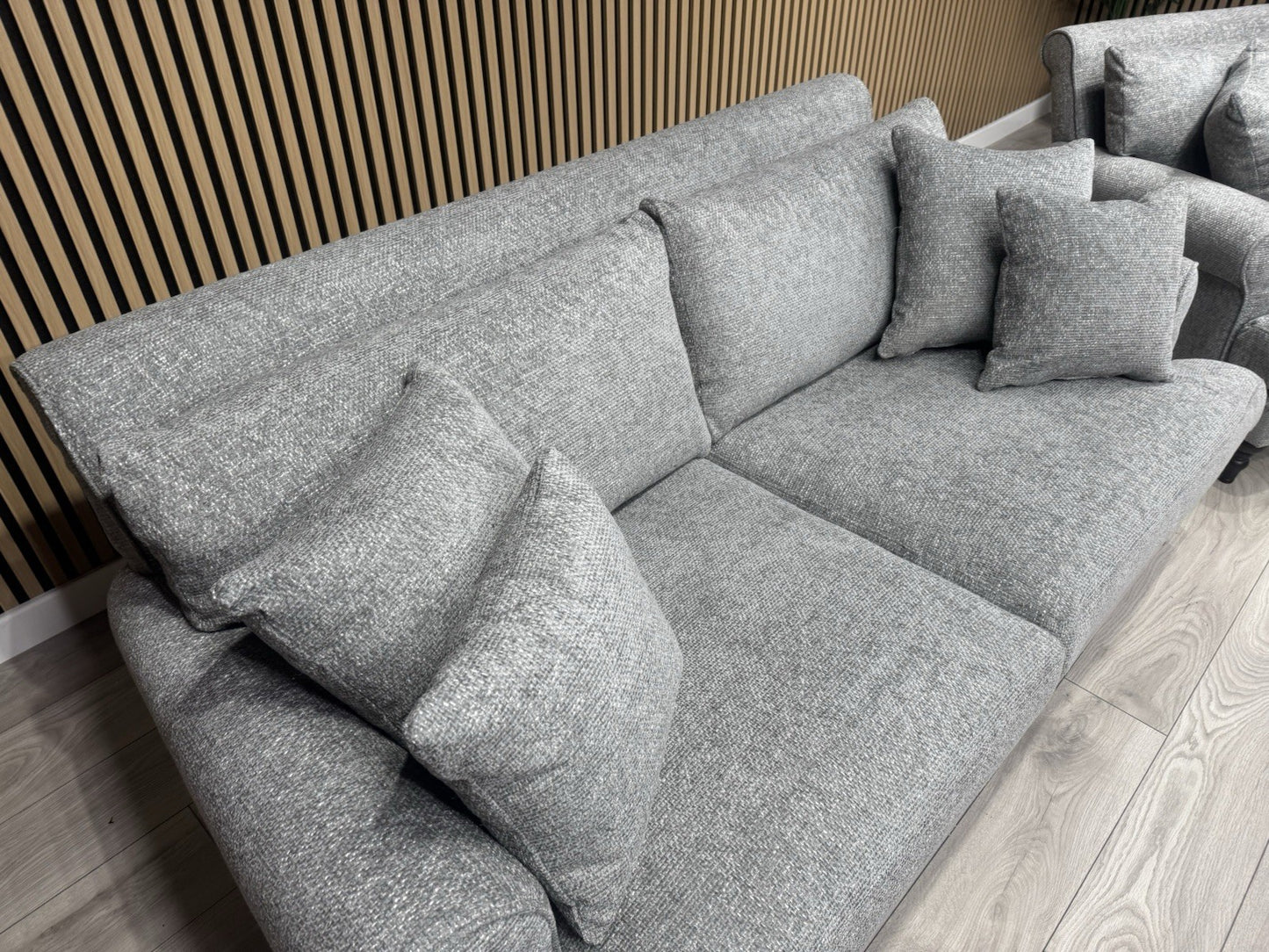 Laura Ashley LYNDEN Style Fabric 3 Seater + 2 Seater Sofa Set, Grey - RRP £2,700