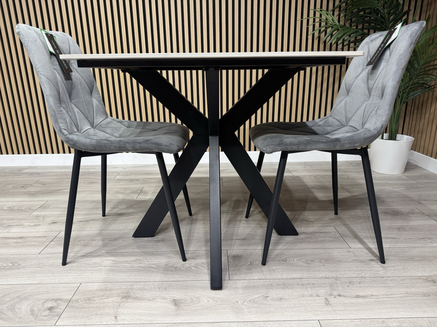 NEXT Sample - CRETE Marble Effect Square Dining Table + 2 x Chairs. RRP £1,099