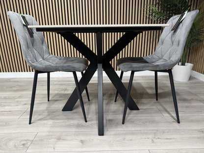 NEXT Sample - CRETE Marble Effect Square Dining Table + 2 x Chairs. RRP £1,099
