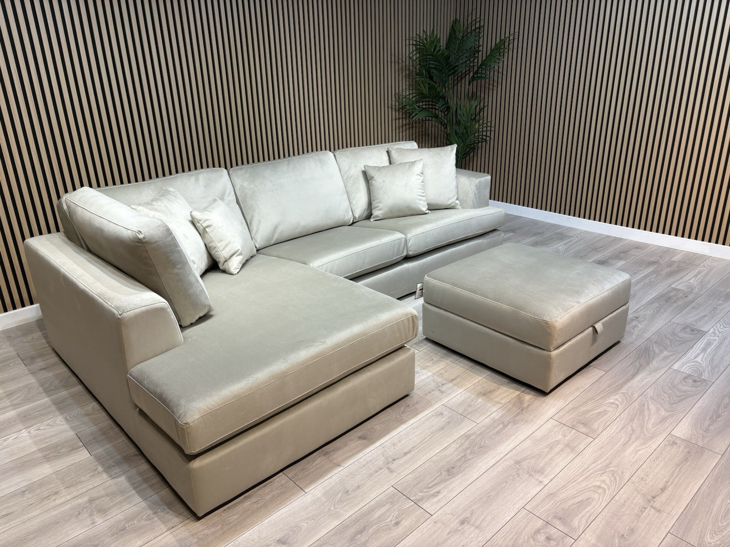 NEXT - STRATUS Fabric LHF Corner Chaise Sofa + Footstool - RRP £2,698