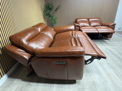 NAVONA 3 Seater + 2 Seater Leather Sofa Set, Power Recliners - RRP £3,498