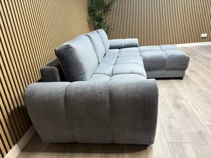 AZZURO Premium Fabric RHF Corner Chaise Sofa Bed with Storage, Grey - RRP £1,799