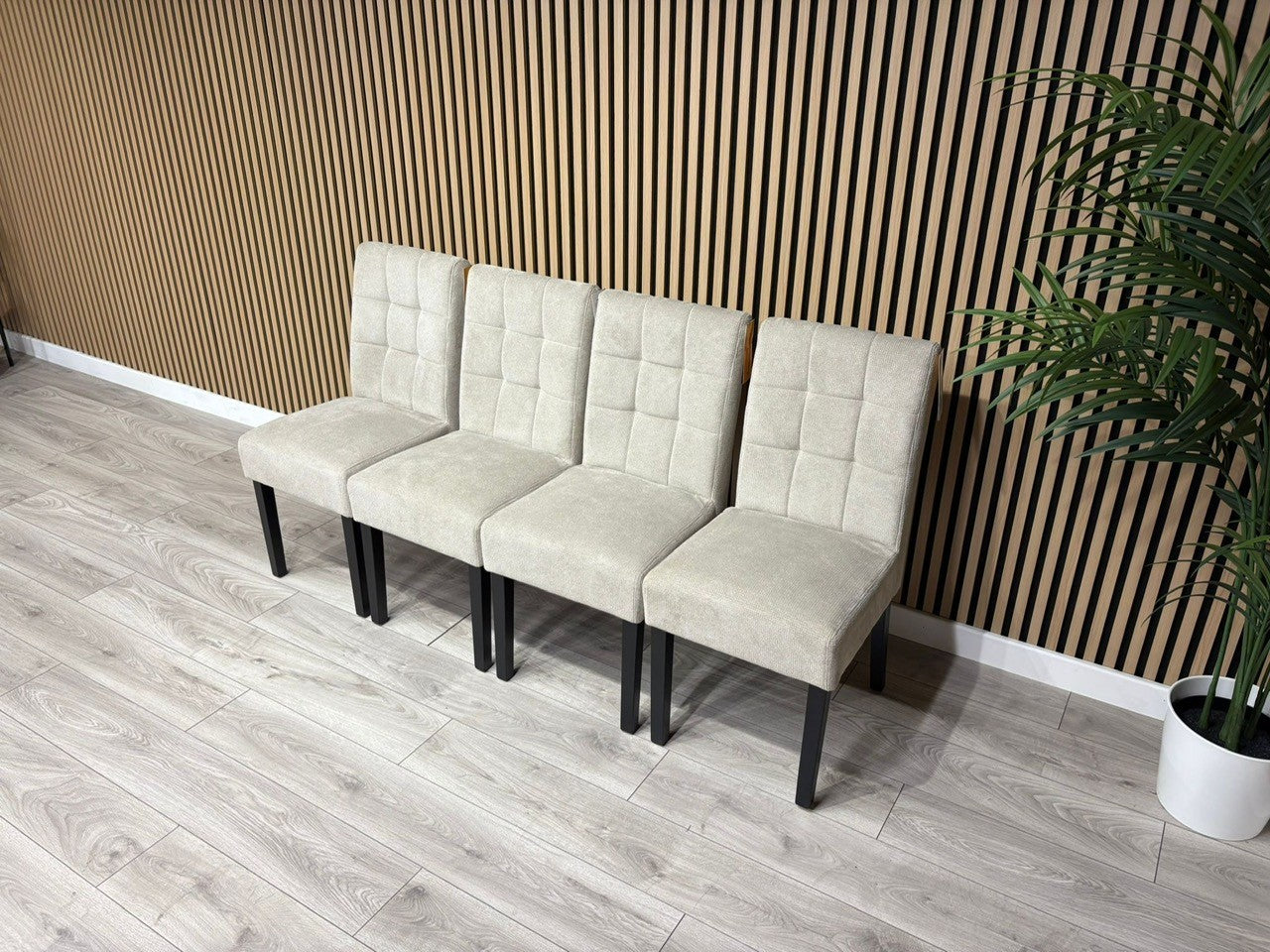 NEXT Sample - Flax Waffle Natural Fabric Dining Chairs
