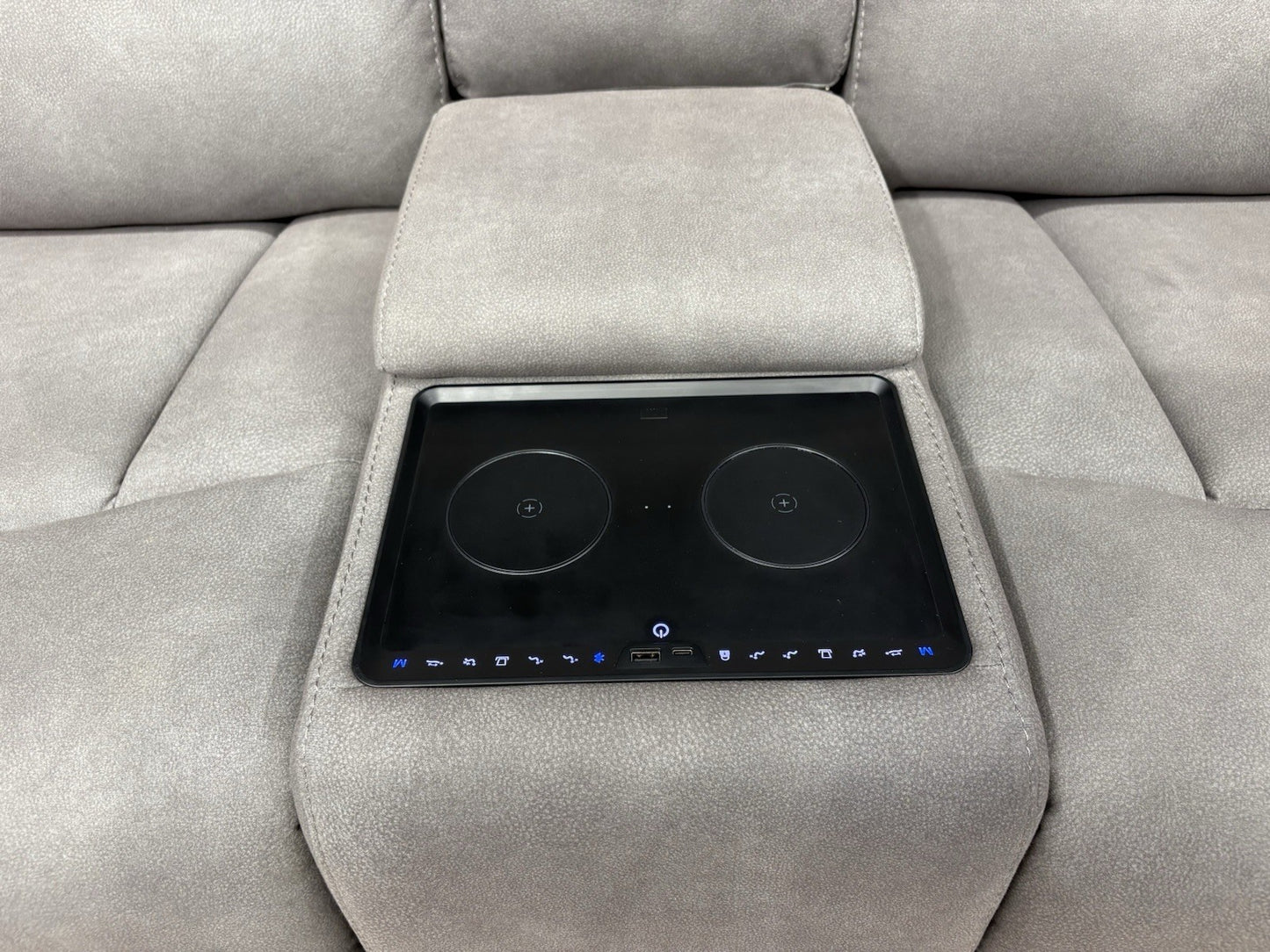 F. Village CINEMAX Fabric 2 Seater Media Sofa, Media Armchair + Stool RRP £4,385