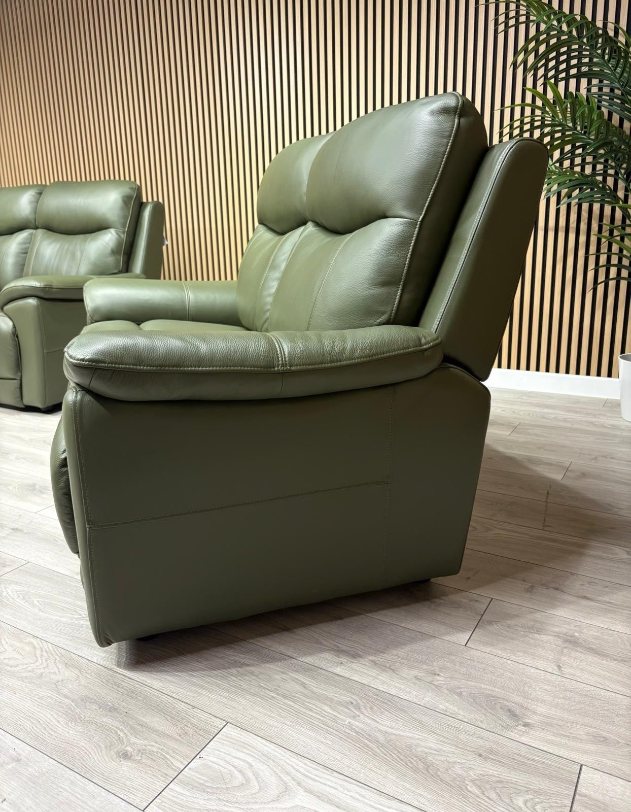 Furniture Village - SLOANE Leather 2 x 2 Seater Sofa Set, Oslo Pine - RRP £2,190