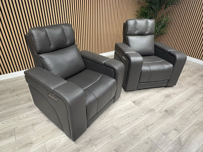 SCS Adstock x2 Leather Power Recliner Chairs with Power Head Tilt RRP £2258