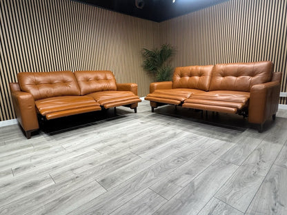 ScS Poltronesofa RUFFIO Leather 2 x 3 Seater Power Recliner Sofa Set - RRP £4498