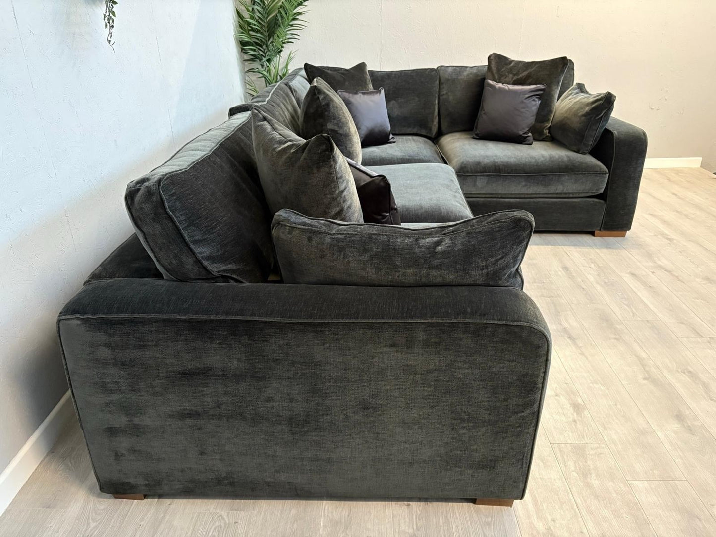 Sofology CAVALLI Fabric 3 Corner 1.5 Sofa + Footstool, Slate  - RRP £5,798