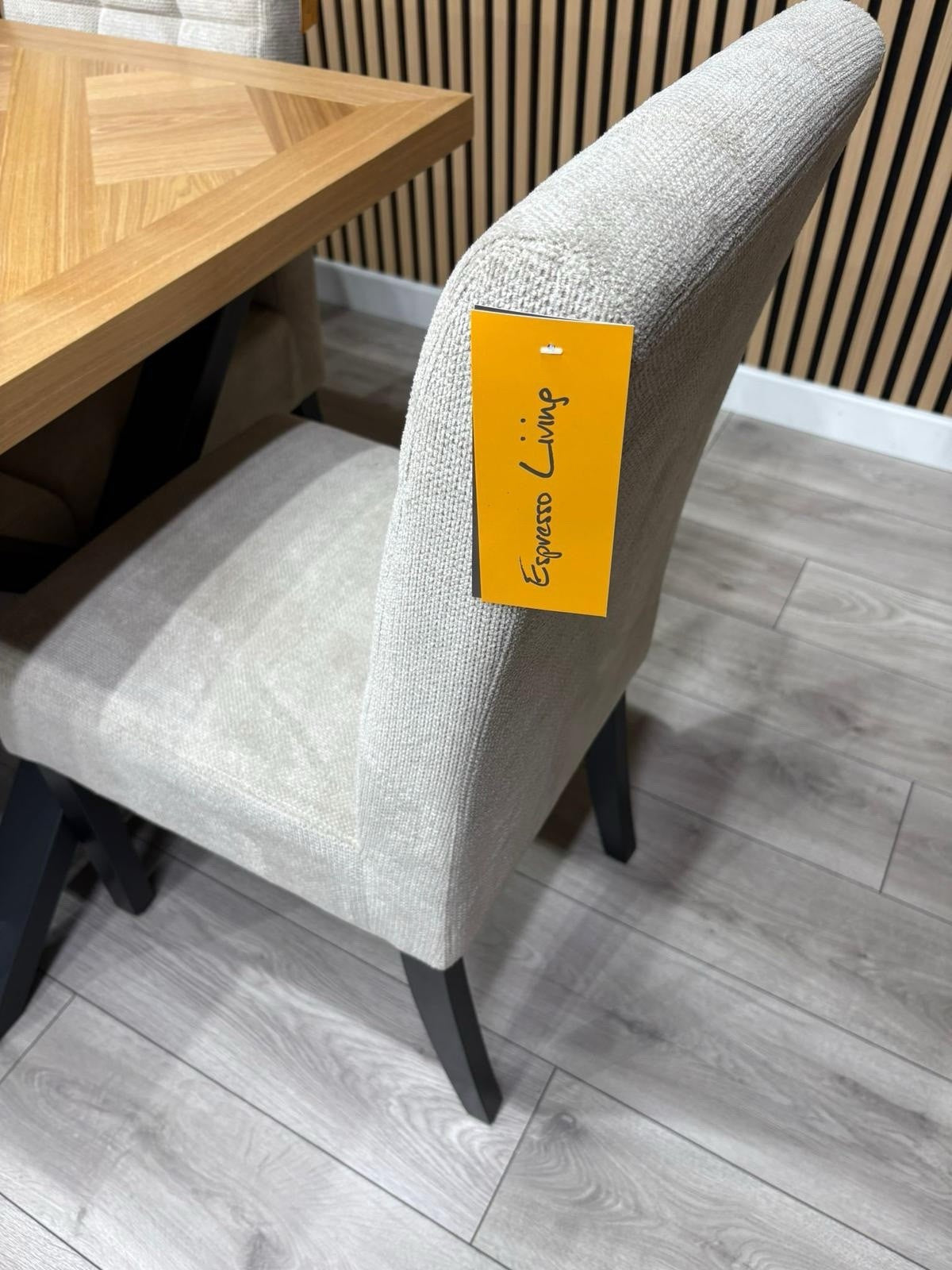 NEXT Sample - LOWRY Oak Parquet Veneer Dining Table + 6 x Chairs - RRP £2,299