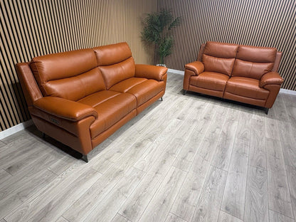 Furniture Village PANACHE Style Leather 3 + 2 Seater Power Recliner Sofa Set