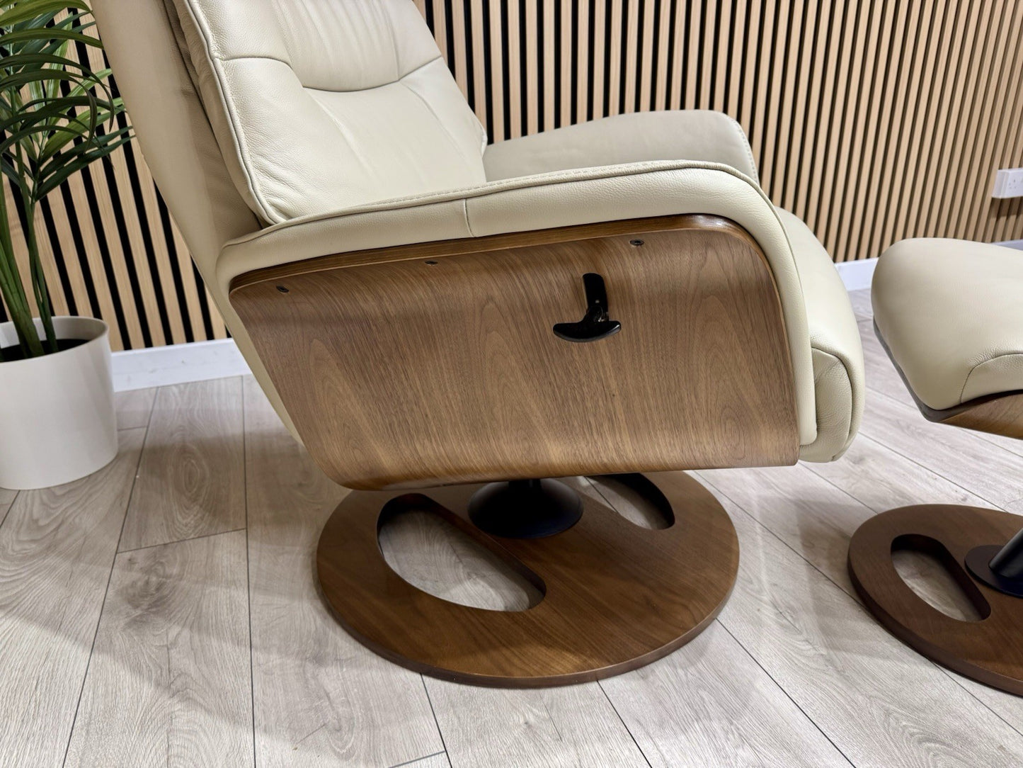 Furniture Village Tallinn Leather Swivel Chair and Footstool - RRP £1395